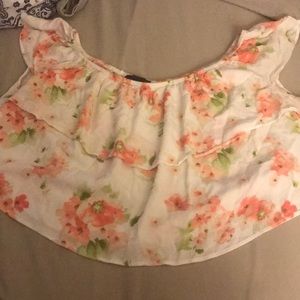 M floral, off the shoulder crop top